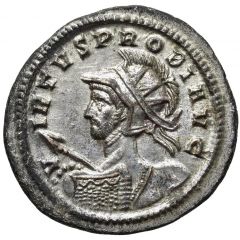 Antoninianus - Probus Helmeted, nude, left, spear and square shield (aegis) from behind, VIRTVS AVG, Mars