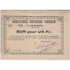 1 Franc - Caisse Héritiers Georges Perrin Cornimont [88]