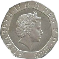 20 Pence - Elizabeth II 4th portrait, Royal Shield, Silver Piedfort