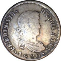 2 Reales - Fernando VII Zacatecas - Royalist Coinage