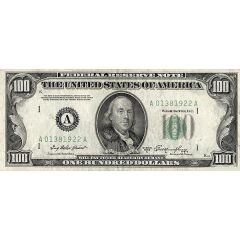 100 Dollars Federal Reserve Note, small portrait, no motto
