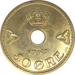 Replica - 50 Øre Haakon VII WW2 Exile Coinage