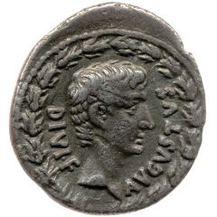 Denarius - Augustus and Agrippa C MARIVS C F TRO IIIVIR