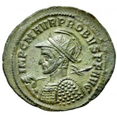 Antoninianus - Probus Helmeted, cuirassed, spear and shield, left, VIRTVS PROBI AVG, Mars