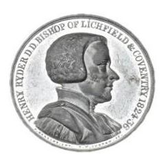 Medal Bishop Ryder Church, white metal