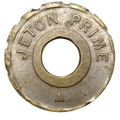 Jeton Prime with hexagonal hole, inscribed one side, 22.2 mm