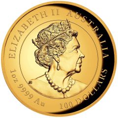 100 Dollars - Elizabeth II Posthumous, 6th Portrait - Year of the Rabbit - Gold Proof