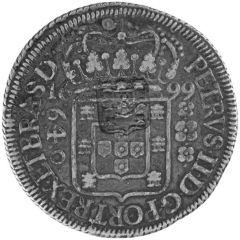 640 Réis - Carlos I Countermark SHIELD over `640 Réis, Brazil`
