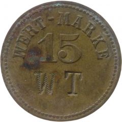15 Pfennig Wert-Marke, Countermarked 'WT'