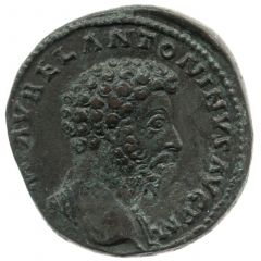 Sestertius - Marcus Aurelius TR P XVIII IMP II COS III S C, Minerva