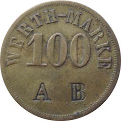 100 Pfennig Werth-Marke, Countermarked `AB`