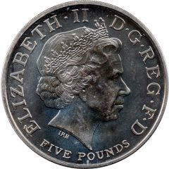 5 Pounds - Elizabeth II 4th portrait, XXX Olympiad, Countdown 1