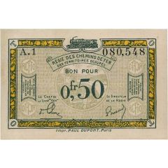 50 Centimes Régie des Chemin de Fer en Territoires Occupés