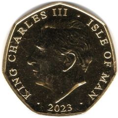 50 Pence - Charles III Anthem, Send Him Victorious, Ag-Au Plated