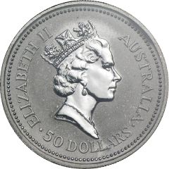 50 Dollars - Elizabeth II 3rd Portrait - Koala - Platinum