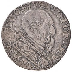1 Testone - Gregory XIII ANCONA below bust