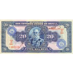 20 Cruzeiros overprint on 20 Mil Réis P# 48