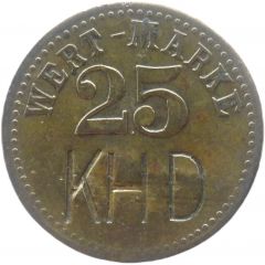25 Pfennig Wert-Marke, Countermarked `KHD`