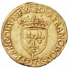 Gold Ecu with sun and little cross - Francis I