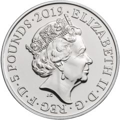 5 Pounds - Elizabeth II 5th portrait, Legend of the Ravens
