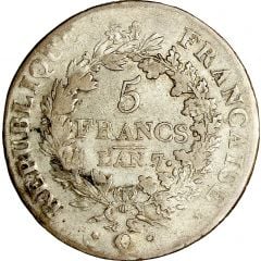 5 Francs Union et Force, UNION tight, with outer acorn only