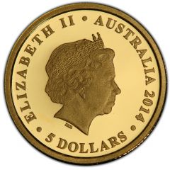 5 Dollars - Elizabeth II 4th Portrait - Red Kangaroo - 25th Anniversary Gold Proof