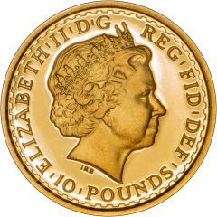 10 Pounds - Elizabeth II 4th portrait, 1/10 oz Fine Gold