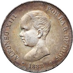 5 Pesetas - Alfonso XIII 1st portrait