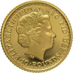 10 Pounds - Elizabeth II 4th portrait, 1/10 oz Fine Gold