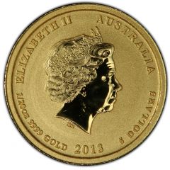 5 Dollars - Elizabeth II 4th Portrait - Year of the Snake - Gold Bullion Coin