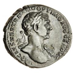 Denarius - Trajan P M TR P COS VI P P S P Q R, Mars