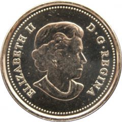 25 Cents - Elizabeth II Canadian Flag, colored