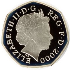 50 Pence - Elizabeth II Public Libraries, Silver Piedfort
