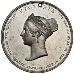 Medal - Victoria Coronation, white metal, 46mm