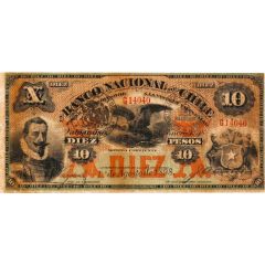 10 Pesos overprint on P#S334 - Banco Nacional de Chile
