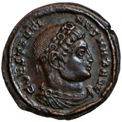 Nummus - Constantinus I GLORIA EXERCITVS, Two standards, Treveri
