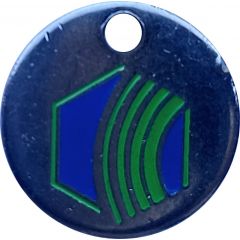 Trolly Token - Blue Hexagon with Green Curves