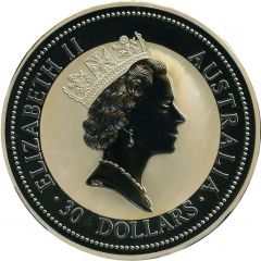 30 Dollars - Elizabeth II 3rd Portrait - Australian Kookaburra - Silver Bullion Coin