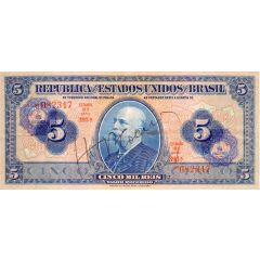 5 Cruzeiros overprint on 5 Mil Réis P# 29