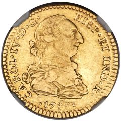 2 Escudos - Carlos IV Numeral IV, Carlos III portrait