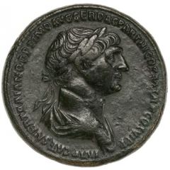 Sestertius - Trajan and Parthamaspates REX PARTHIS DATVS S C, Parthia