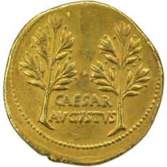 Aureus - Augustus OB CIVIS SERVATOS, laurel branches