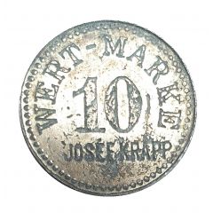 10 Pfennig Wert-Marke, Countermarked `Josef Krapp`