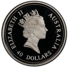 40 Dollars - Elizabeth II 3rd Portrait - Emu - Palladium