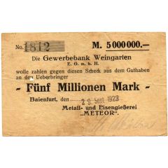 5 000 000 Mark Baienfurt, Metall- und Eisengießerei Meteor