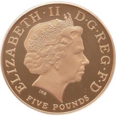 5 Pounds - Elizabeth II Prince Charles 60th Birthday, Gold Proof
