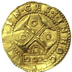 2200 Réis - Pedro Prince Counterspamp `Crowned 2200` over 2 Cruzados or 1/2 Moeda