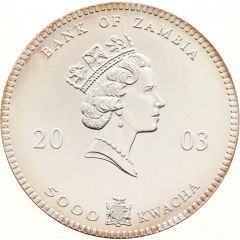 5000 Kwacha Elephant, Partially gilded
