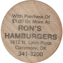 Wooden Nickel - Ron's Hamburgers Claremore, Oklahoma