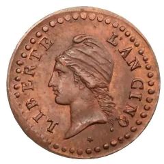 1 Centime pattern in bronze; Gengembre process